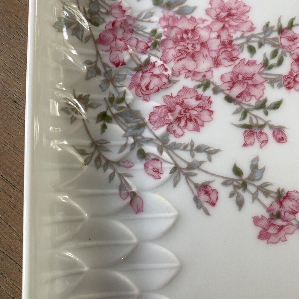 L. Bernardaud Limoges Platter Tray Vintage Porcelain White Pink 6.5" x 15 3/4" - Picture 9 of 10